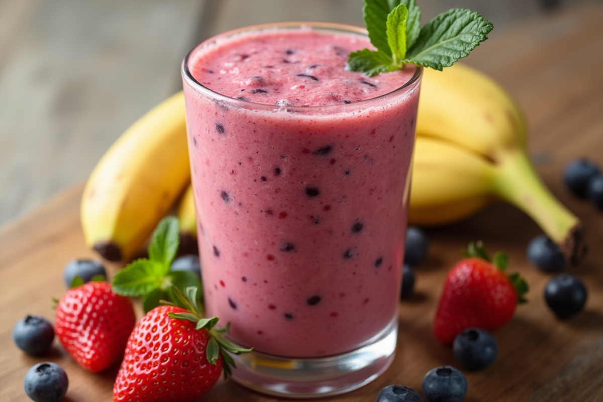 Strawberry Blueberry Banana Smoothie