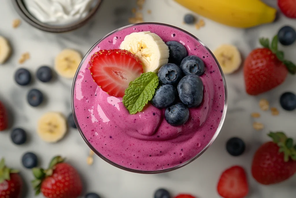 Powerful Strawberry Blueberry Banana Smoothie