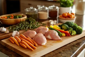 Baked Chicken Cutlets in Cream and Vegetable Sauce