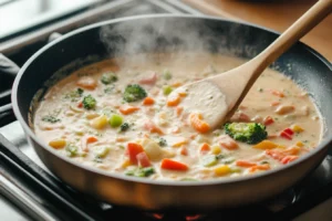 Baked Chicken Cutlets in Cream and Vegetable Sauce