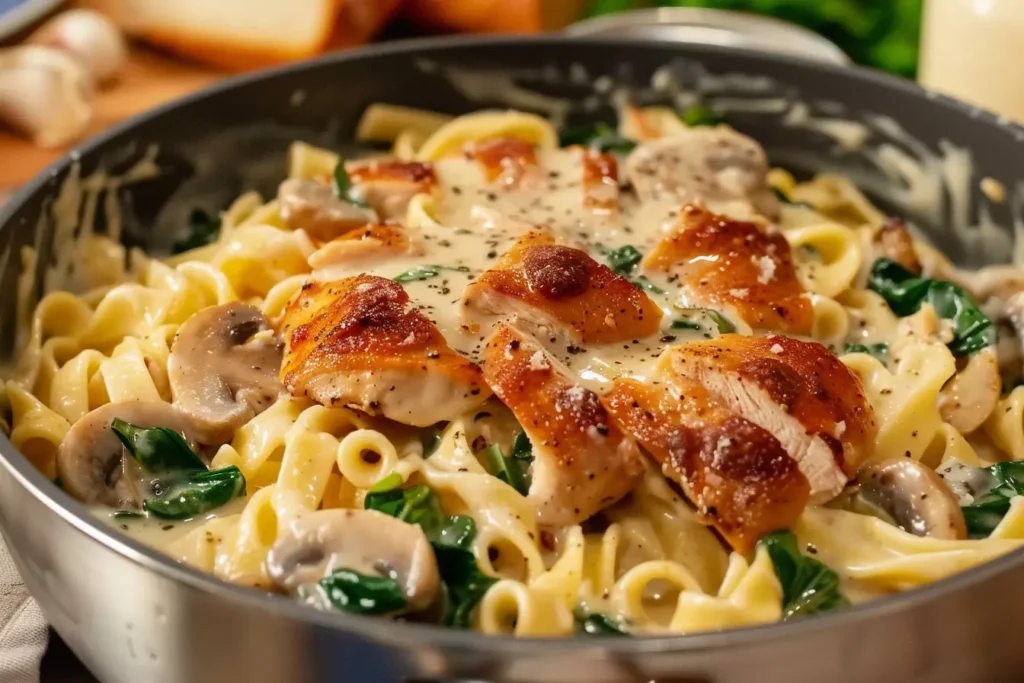 Easy creamy Chicken and Mushroom Pasta Recipe