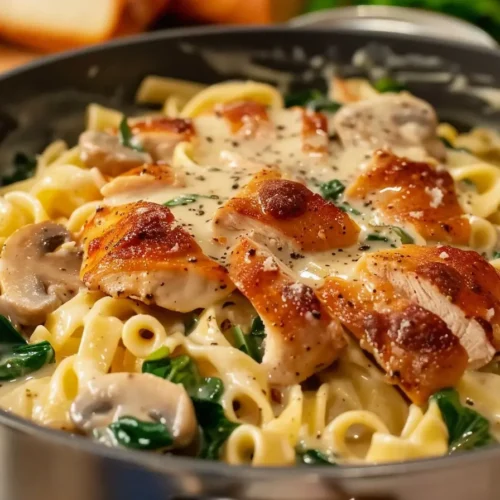 Easy creamy Chicken and Mushroom Pasta Recipe