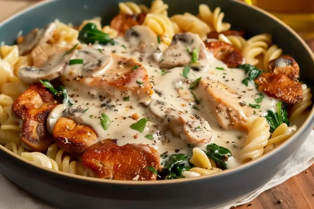 Easy creamy Chicken and Mushroom Pasta Recipe