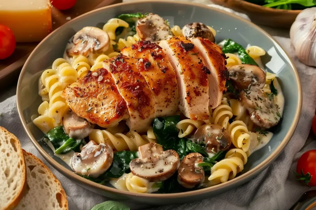 Easy creamy Chicken and Mushroom Pasta Recipe