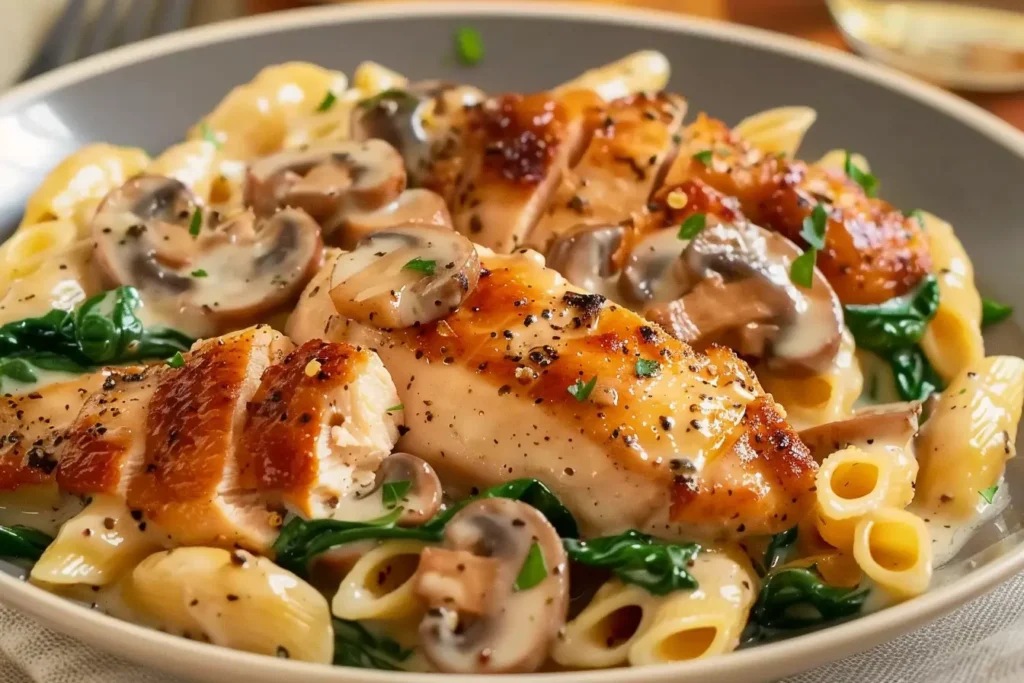 Easy creamy Chicken and Mushroom Pasta Recipe