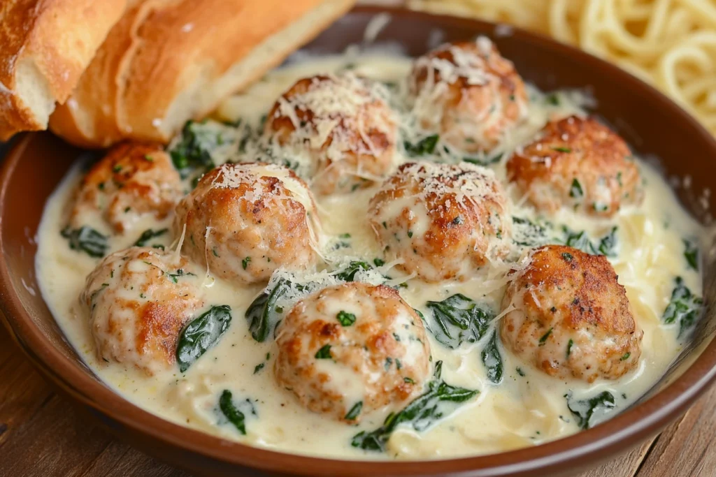 Italian-Style Chicken Ricotta Meatballs Recipe with Parmesan Alfredo