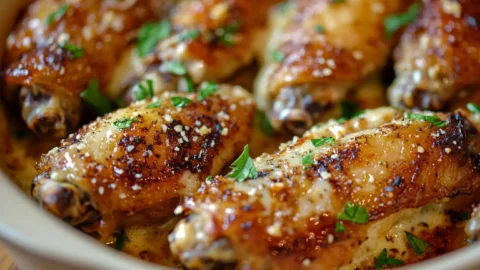 Easy Garlic Parmesan Wings Recipe : Oven or Air Fryer