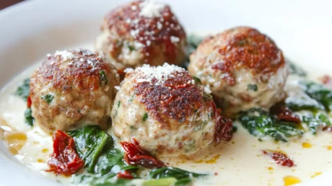 Italian-Style Chicken Ricotta Meatballs Recipe with Parmesan Alfredo
