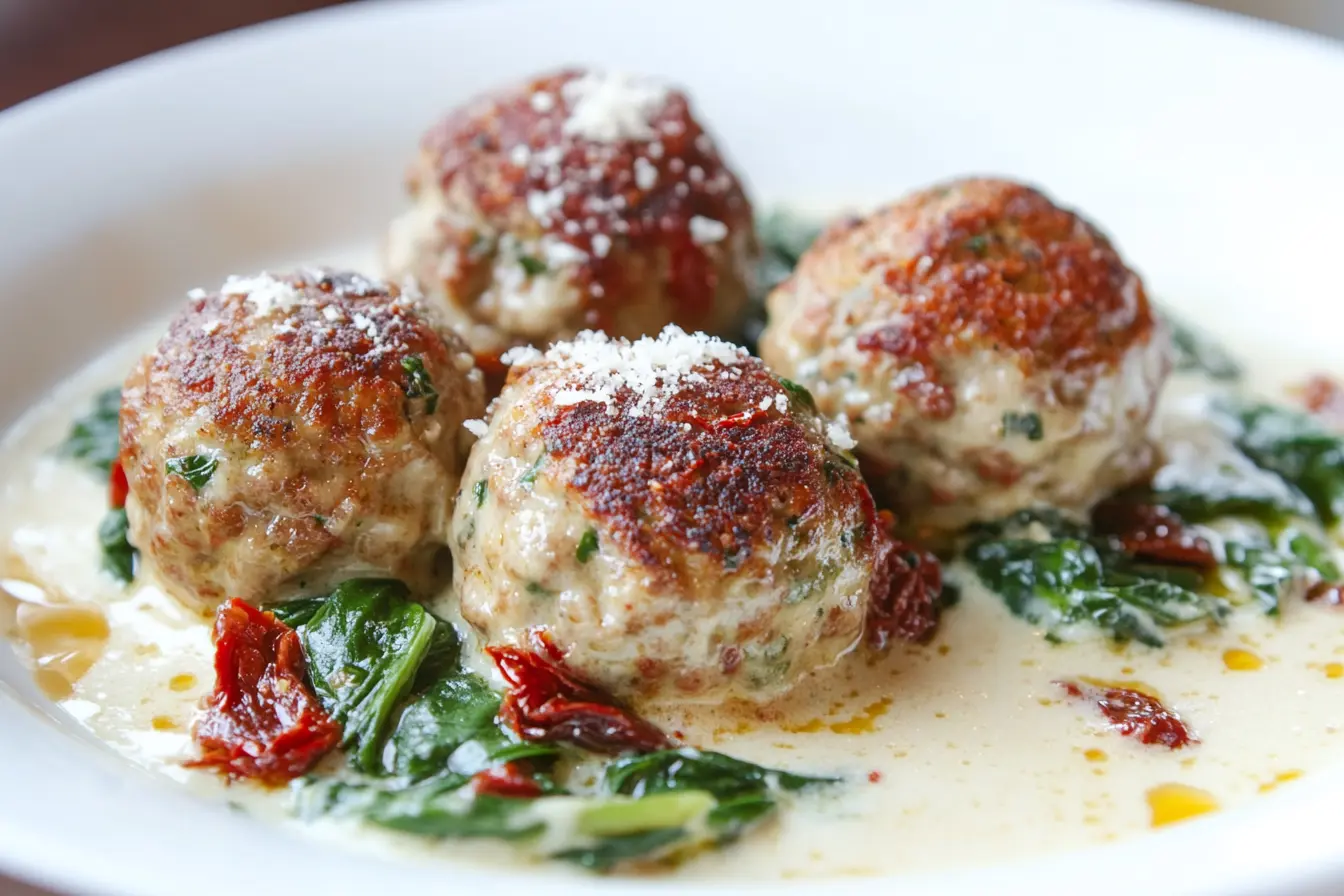 Italian-Style Chicken Ricotta Meatballs Recipe with Parmesan Alfredo
