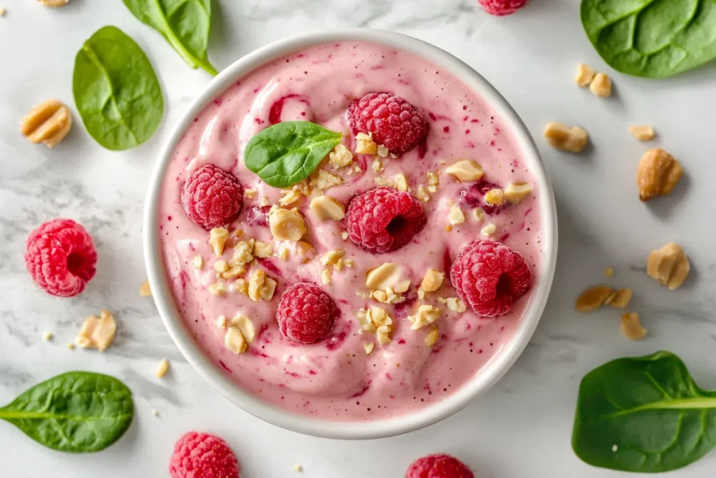 Green Raspberry Peanut Butter Smoothie