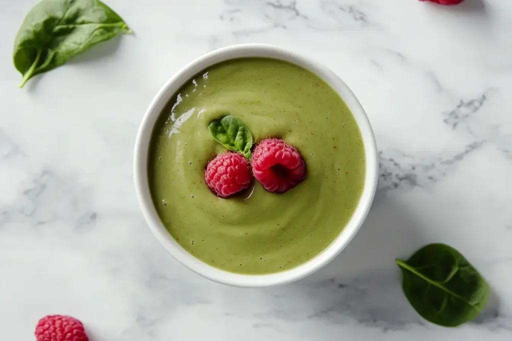 Green Raspberry Peanut Butter Smoothie