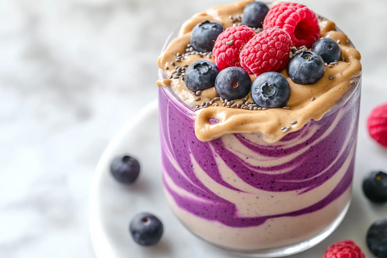 Blueberry Raspberry Peanut Butter Smoothie