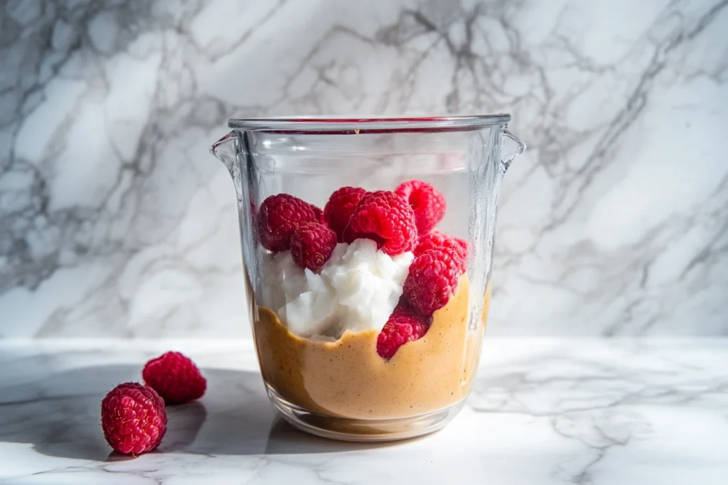 Creamy Coconut Raspberry Peanut Butter Smoothie