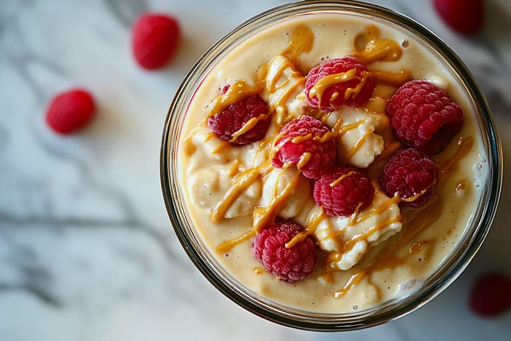 Almond Joy Raspberry Peanut Butter Smoothie