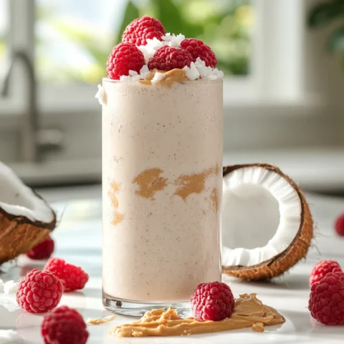 Creamy Coconut Raspberry Peanut Butter Smoothie