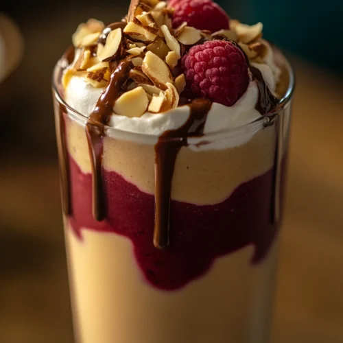 Almond Joy Raspberry Peanut Butter Smoothie
