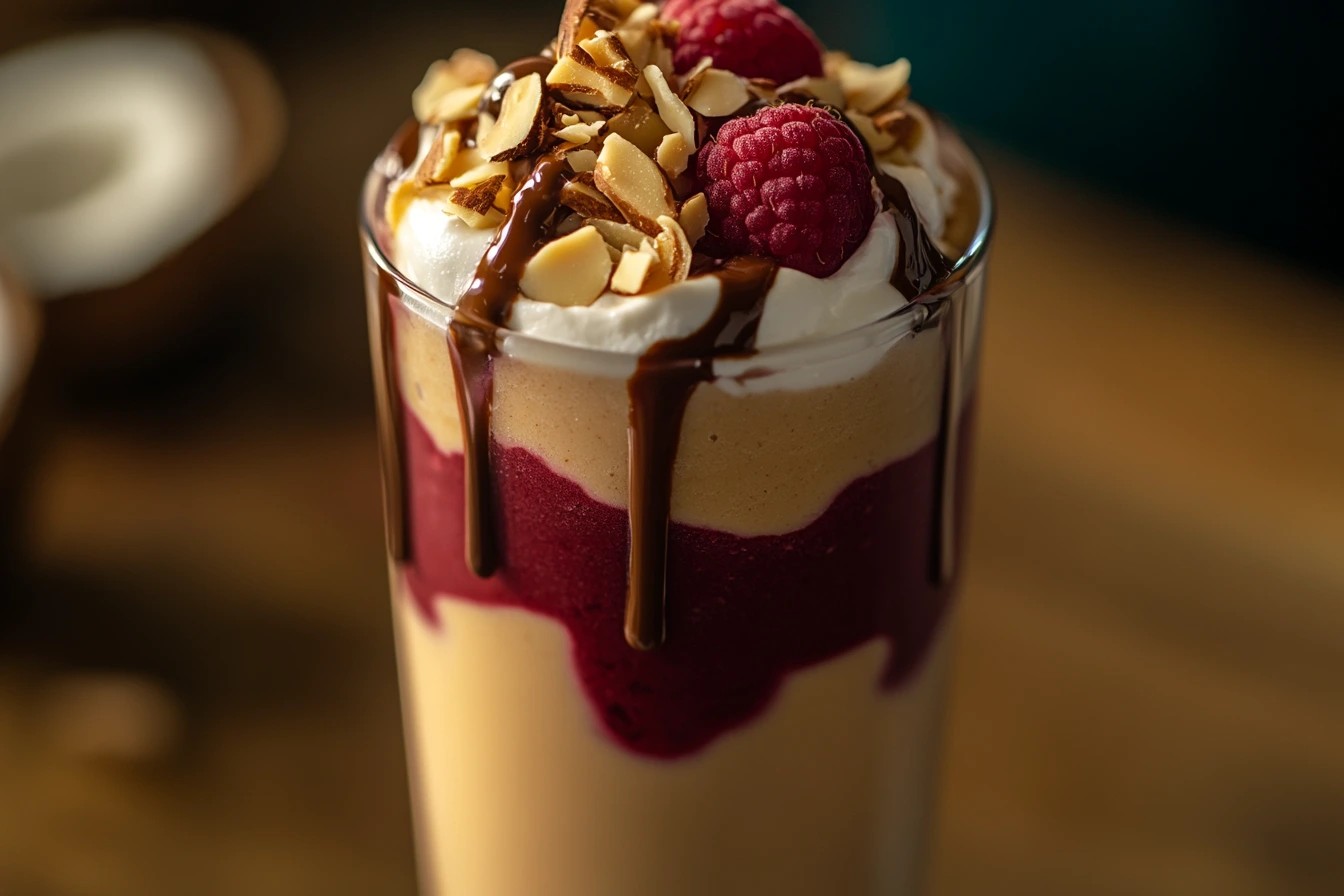 Almond Joy Raspberry Peanut Butter Smoothie