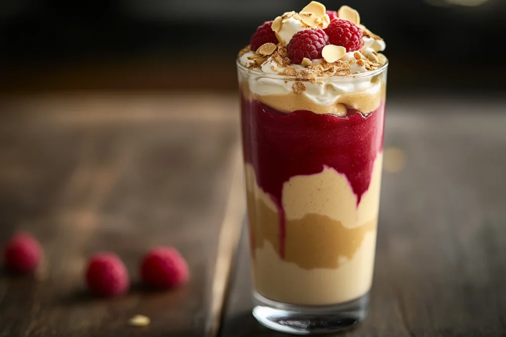 Almond Joy Raspberry Peanut Butter Smoothie