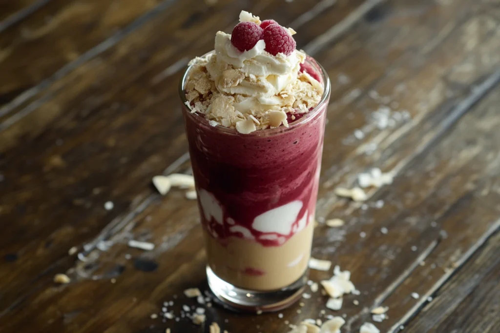 Almond Joy Raspberry Peanut Butter Smoothie