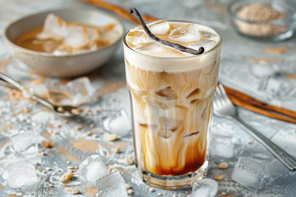 Refreshing iced vanilla chai latte