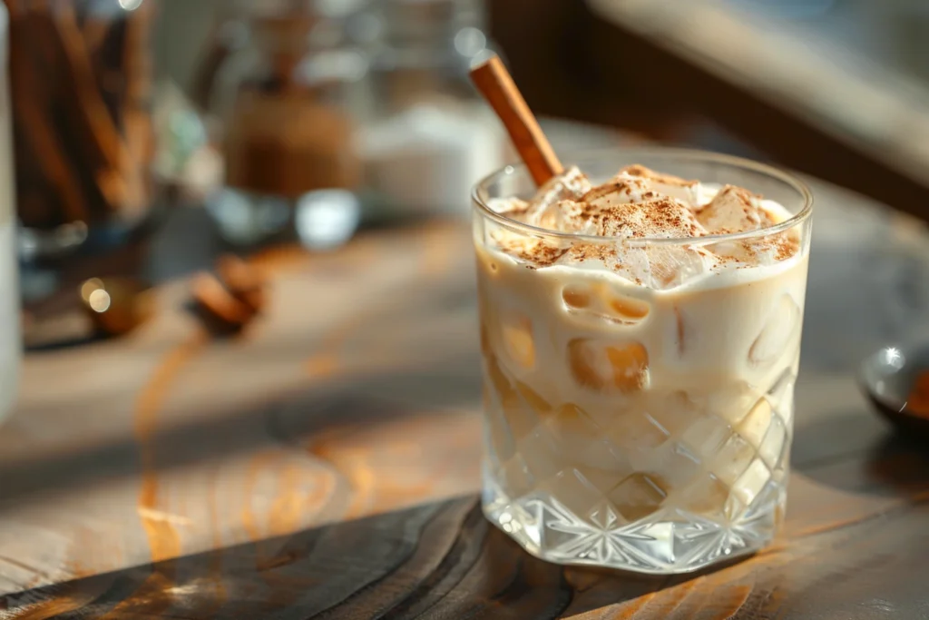 Refreshing iced vanilla chai latte