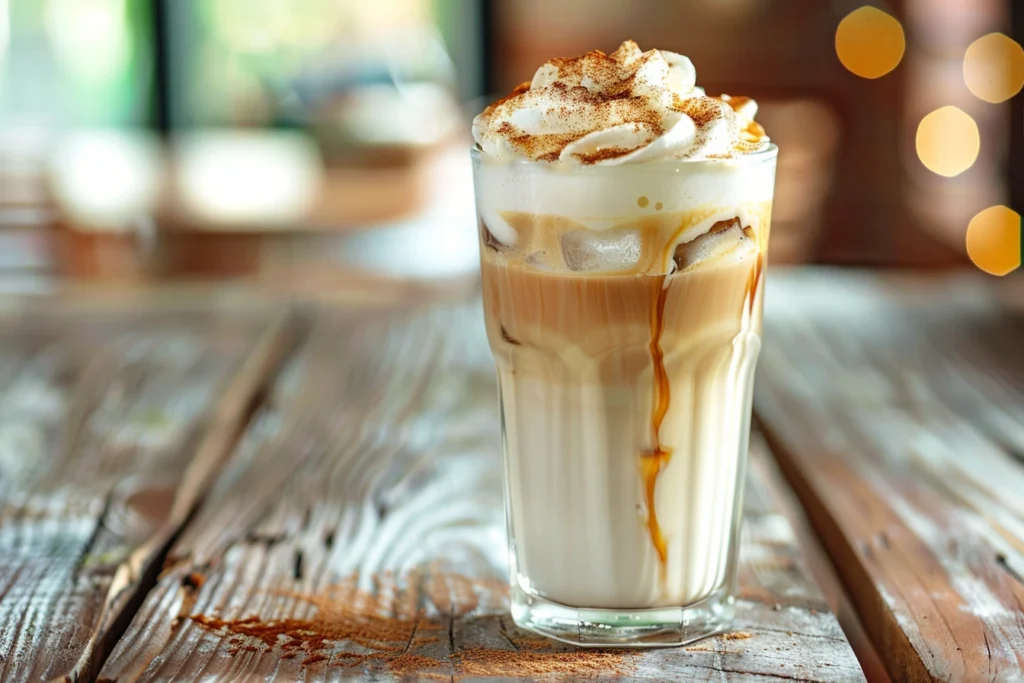 Refreshing iced vanilla chai latte