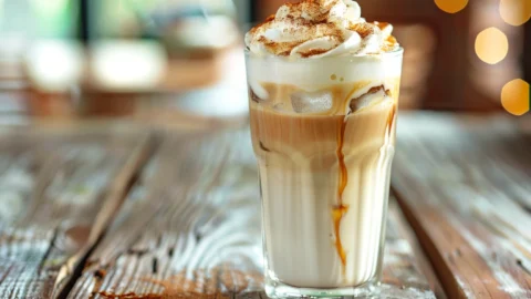 Refreshing iced vanilla chai latte